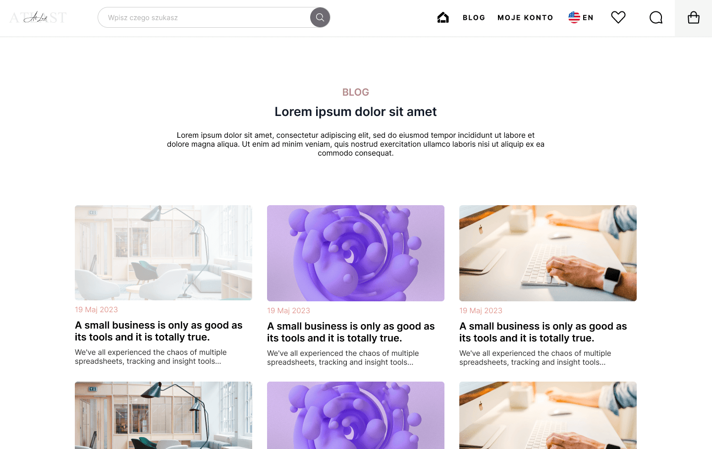 Strona główna marketplace Atlast z ofertą marek home decor