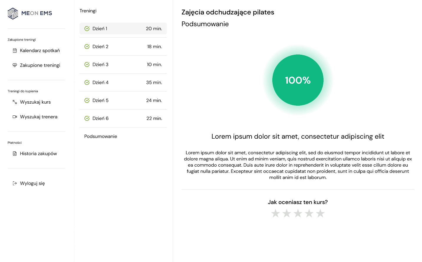 Wybrany trening - EMS