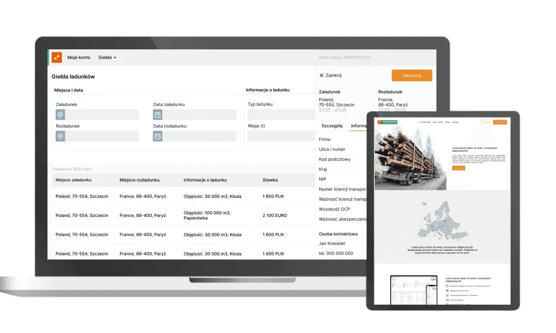 Platforma marketplace dla logistyki z optymalizacją tras - TruckTimber